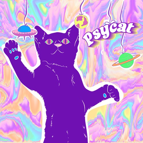 Psychedelic Cats Auto Generated Trading Cards to raise money for Cat Rescue Diseño de Ivy Illustrates