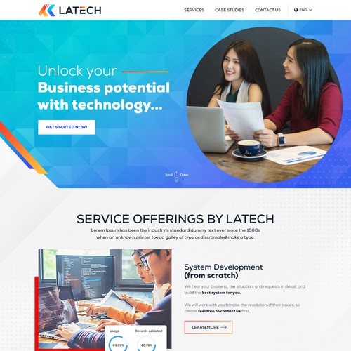 Please create a corporate page for my IT consulting and software development firm Design by Jasmin_A (AMPLE)