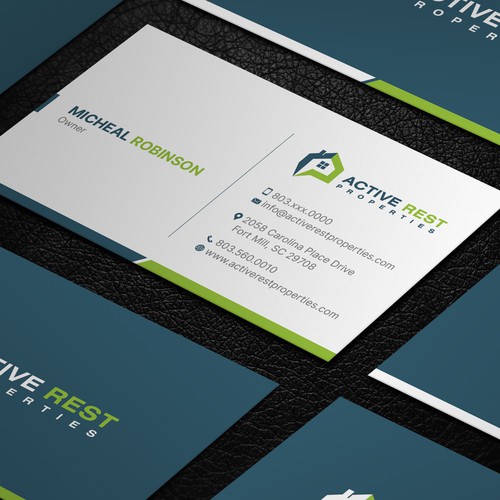 Modern Business Cards for Active Rest Properties Design by ™SF_Design™