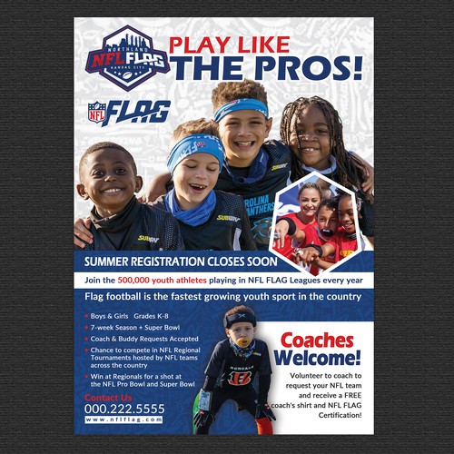 Exciting NFL FLAG Youth Football Flyer for Schools Design by Mah_Ari