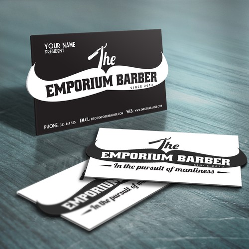 Unique business card for The Emporium Barber Diseño de BlueMooon