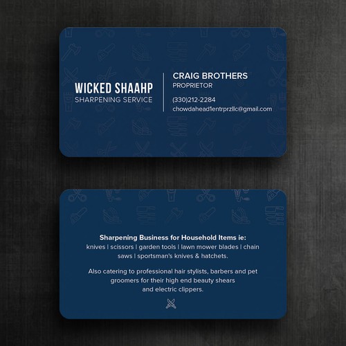 Design Business card design that highlights my sharpening service and my Boston accent inspired slogan por Felix SH