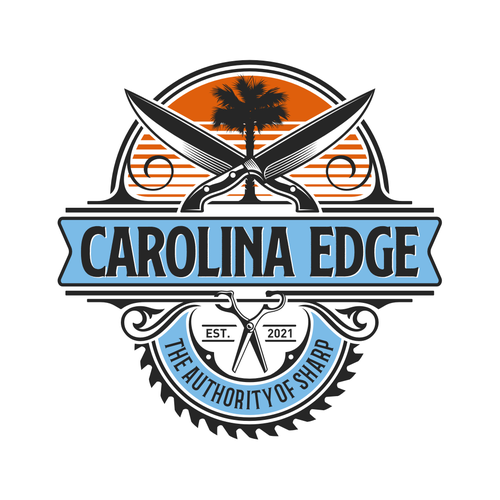 A retro / edgy logo for a mobile sharpening service called Carolina Edge Design by guinandra