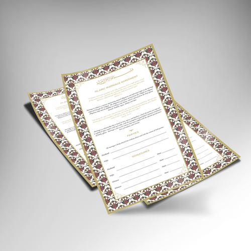 Design A Beautiful Islamic Marriage Agreement Document Template-ontwerp door Artifictial