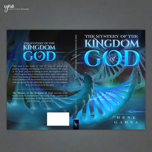 Wrap around book cover depicting good and evil in the DNA Design by Yna