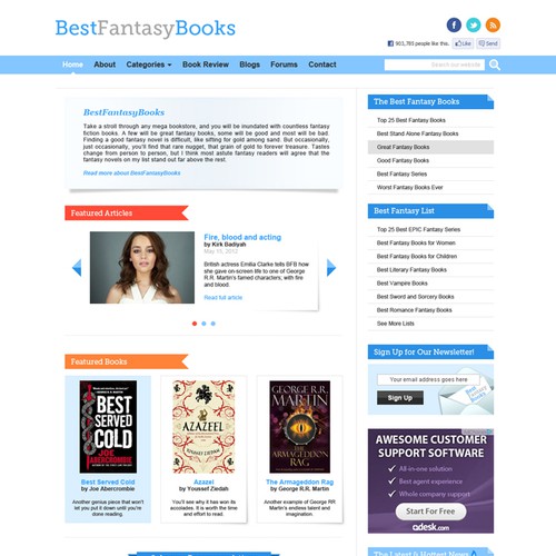 Help Best Fantasy Books with a new website design Design by skinny_beef