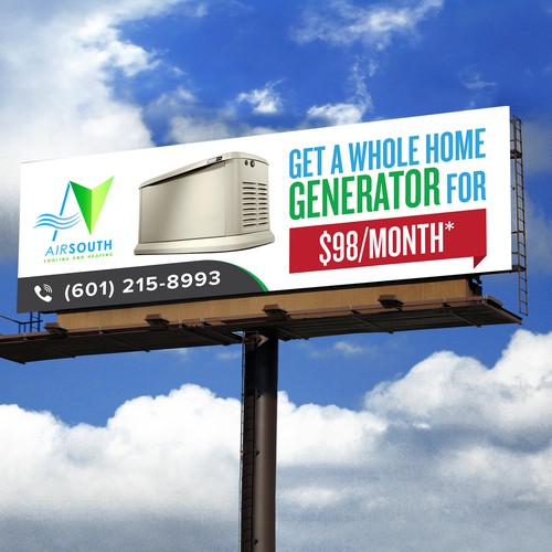 Create a billboard offering a whole home generator Design by BrainStorm.