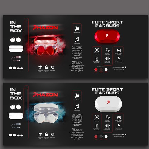 Wireless earbuds packaging box sleeve design Design por GraphicsBond