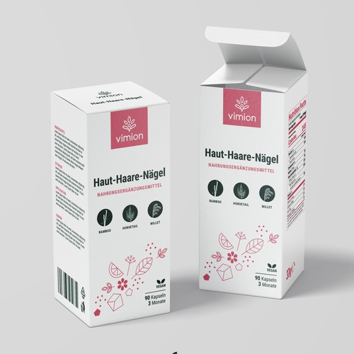 Packaging design for a German brand of high-quality food supplements Design by B i a