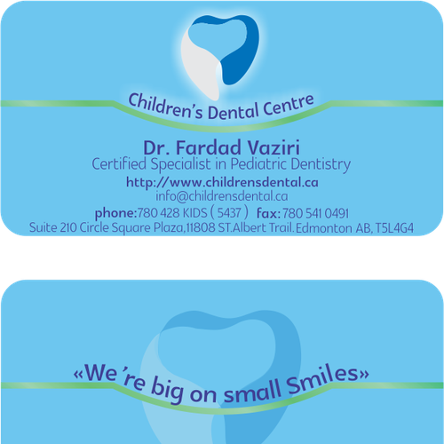 Create a classy, simple and elegant business card for a pediatric dentist Design by mehonydesign.com