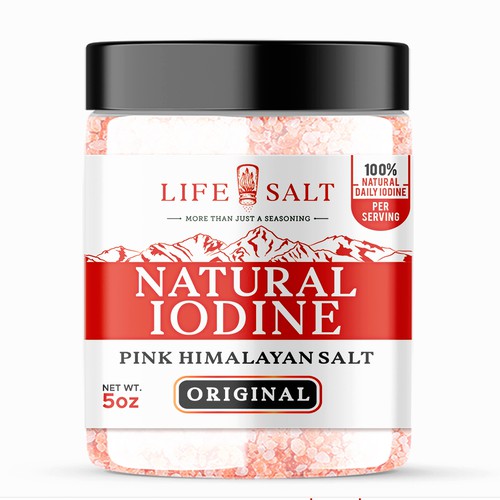 Label for Natural Iodine Pink Himalayan Salt that is fused with Seaweed Design by Design_byMe