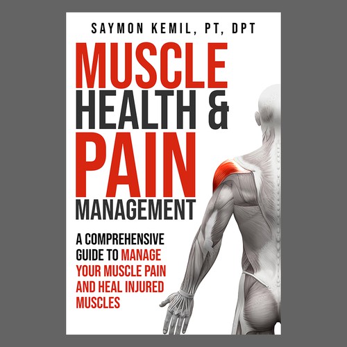 Book cover with a drawing images of the human anatomy combining muscles and bone structure. Design by EPH Design