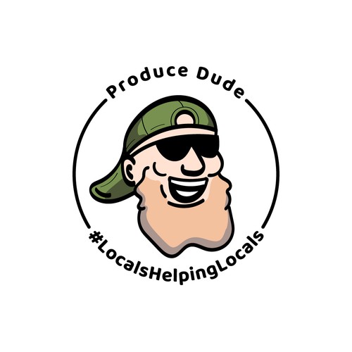 Local produce box logo. Featuring husbands large chin beard and veggies intertwined.  Brand Packaging box. Design by oKiin