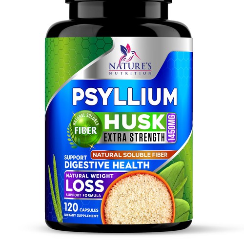 Natural Psyllium Husk Capsules Design needed for Nature's Nutrition Design by JOHN's_AlphaCreation