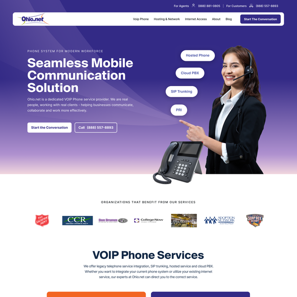 Internet company landing page 