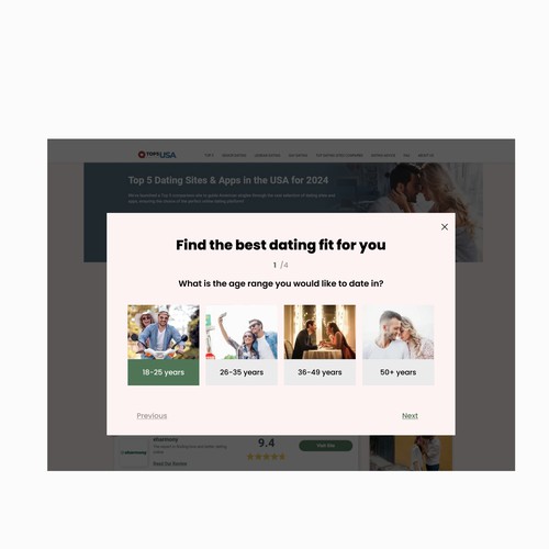 Engaging quiz feature design for product comparison website Design by DezainHub