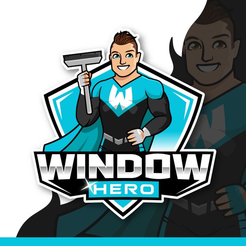 Design a mascot logo for Window Hero, a window washing company Design by Rassum