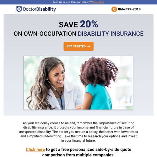 Design an email template for disability insurance for doctors Design by Atul-Arts