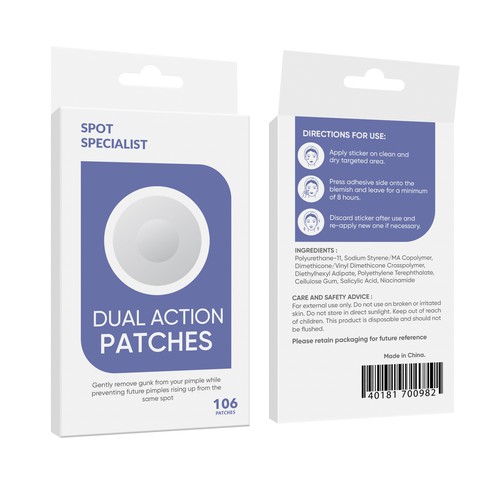 Pimple Patch PACKAGING to appeal to FEMALE BEAUTY user Design by Rajith Shantha
