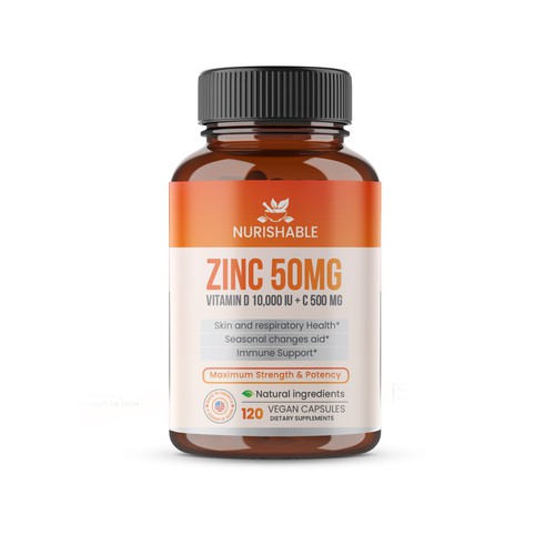 We need a "beautiful bottle label" for Zinc and Vitamin D3 supplement - Redesign Design by Designlifelk