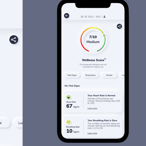 Wellness "vital signs" app - redesign Design by Osmoze
