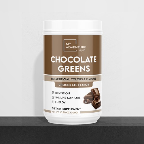 Chocolate Greens Superfood label design Design by Manthanshah