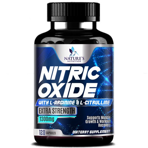 Nitric Oxide label design needed for Nature's Nutrition Diseño de agooshe