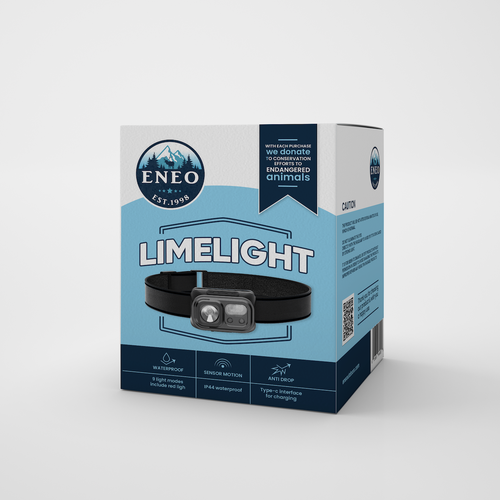 Design the packaging a outdoor headlamp where proceeds are donated to save american wildlife Design by Kat.Fil
