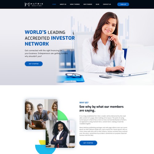 Matrix Equities needs fresh new website Design by Pram Shaw