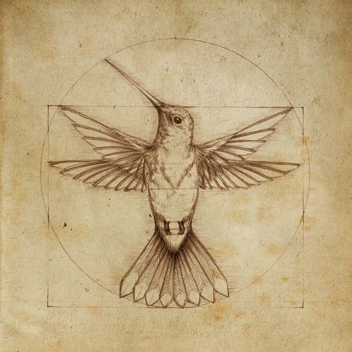 Leonardo da Vinci - Hummingbird Drawing Ontwerp door Tarin Yuangtrakul