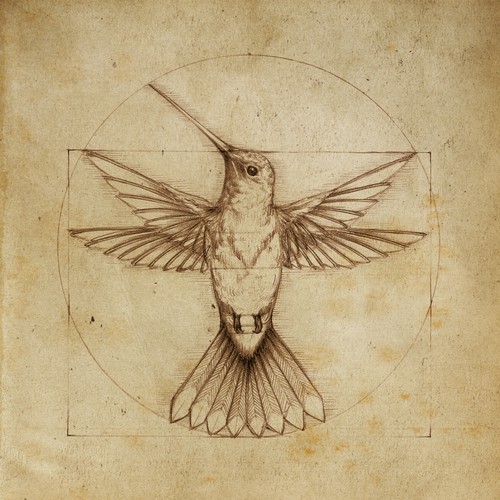 Leonardo da Vinci - Hummingbird Drawing Design by Tarin Yuangtrakul