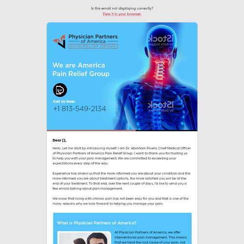 Design a Pain Management DRIP EMAIL Campain TEMPLATE Design by adhikeryjstu