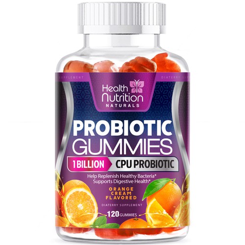 Healthy Probiotic Gummies Label needed for Health Nutrition-ontwerp door agooshe