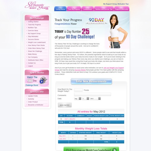 Create the next website design for Skinny Fiber 90 Day Weight Loss Challenge Design by racob