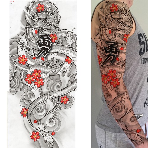 dragon sleeve tattoos