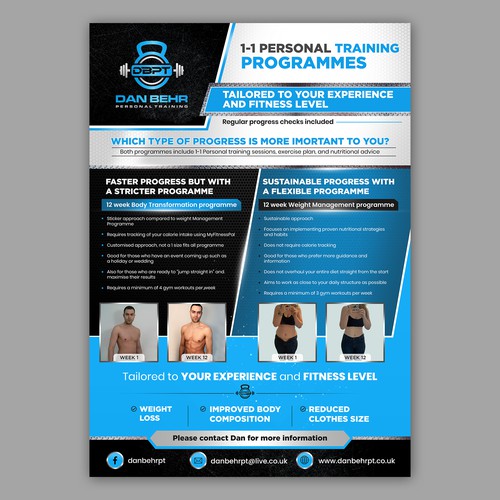 A flyer designed to promote 2 weight loss programmes for a personal training  company, Postcard, flyer or print contest