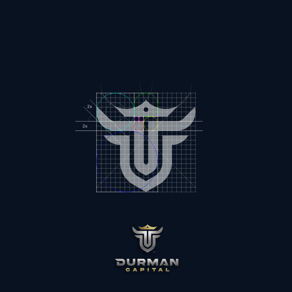 Bull Bold Lineart Logo with Golden Ratio Grid