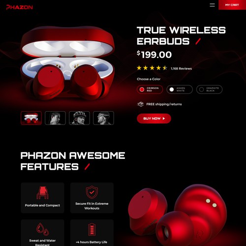 Wireless earbuds website remake Design by TomaWorks®