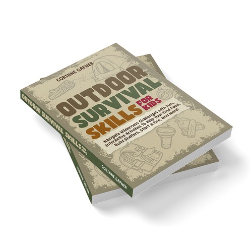 I am looking for a fun and inviting cover for my book on Outdoor survival skills for kids. Diseño de AdryQ