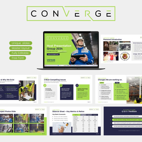 PowerPoint Presentation Template Design for Converge Company