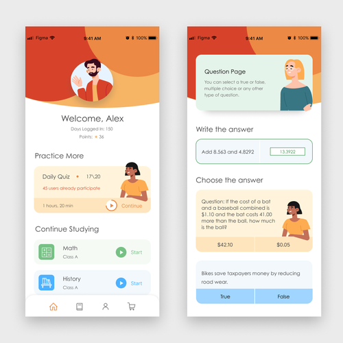 Design 2 screens for a Quiz App Design por AnastasiaPetrenko