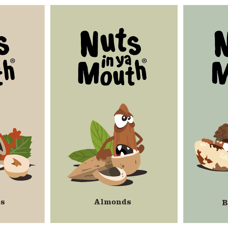 Almond logo with the title 'Hip logo for new healthy snack range'