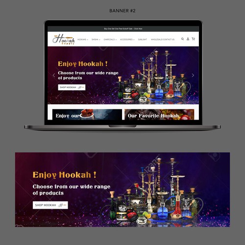 Set of 2 banner Ads for a modern, sleek Hookah Website!