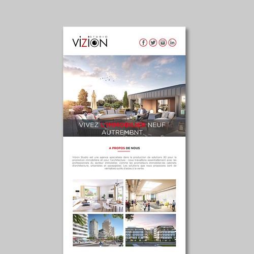 Gewinner des Wettbewerbs „Créer une brochure en PDF pour VIZION STUDIO“ in der Kategorie Postkarte, Flyer & Print von zenefashions
