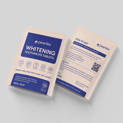Design an attractive refill pack for a trendy new toothpaste tablet brand Design by farhanubaid