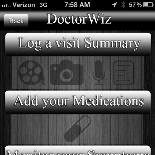 Help DoctorWiz with home screen for an iphone app Design by C.Blink