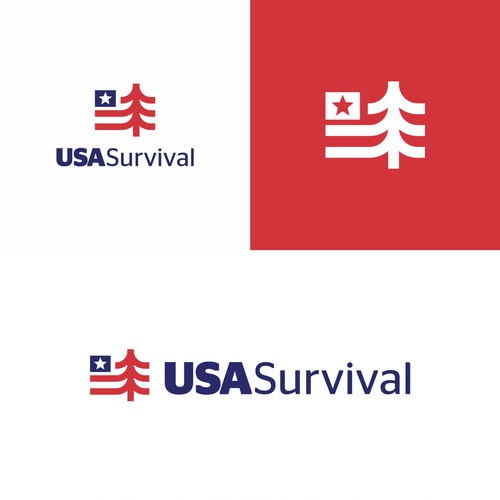 Please create a powerful logo showcasing American patriot virtues and citizen survival デザイン by ibey™