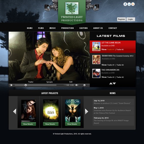 Hollywood Film Production Company website  page design contest