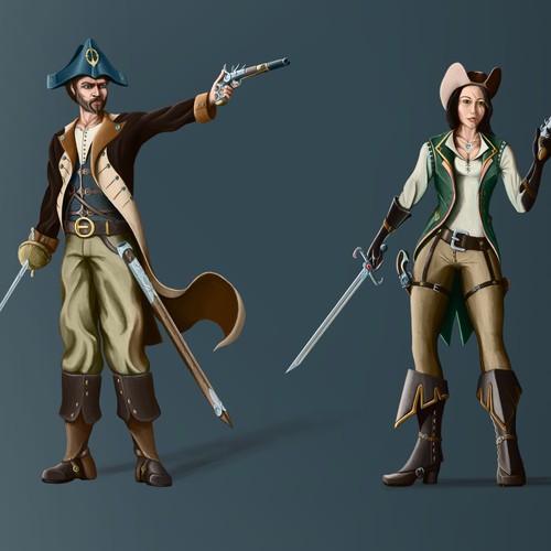 Design two concept art characters for Pirate Assault, a new strategy game for iPad/PC Diseño de Sebastian Sabo