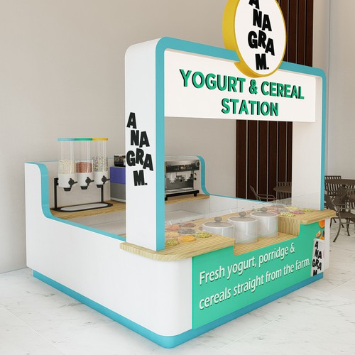 Design a 3D render for food serving kiosk Diseño de Gaeah